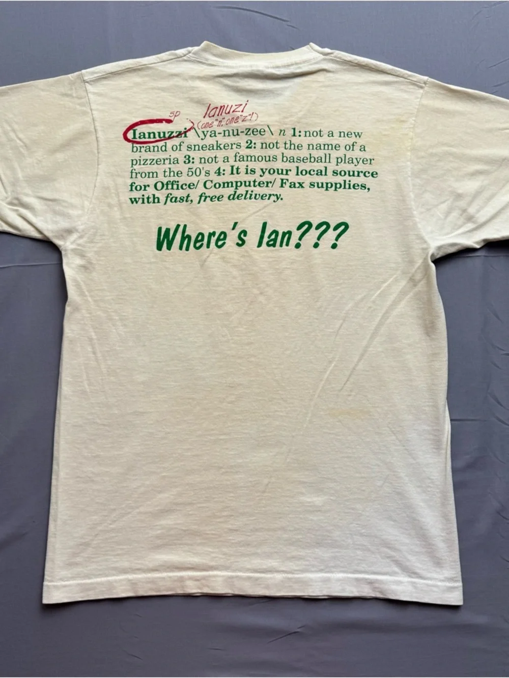Vintage‎ Fruit of the Loom Ianuzzi Office Supply Graphic White Men's T-Shirt L